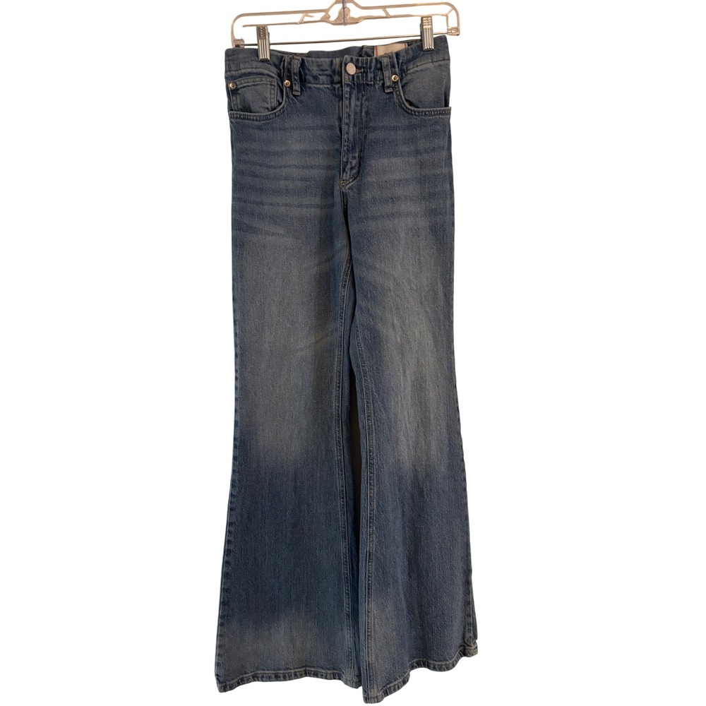 BDG Urban Outfitters Back Lace Up Flare Jeans Medium Wash Blue Denim Size 28